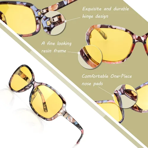 Vista 3 de SIPHEW Gafas de visión nocturna HD para mujeres que conducen, lentes polarizados de conducción nocturna, lentes amarillas antirreflejos para la noche