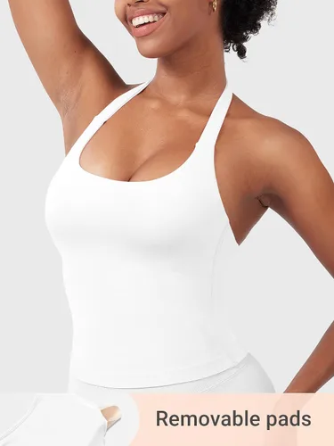 Vista 4 de YEOREO SoftHue Impact Halter - Camiseta sin mangas para mujer Blanco