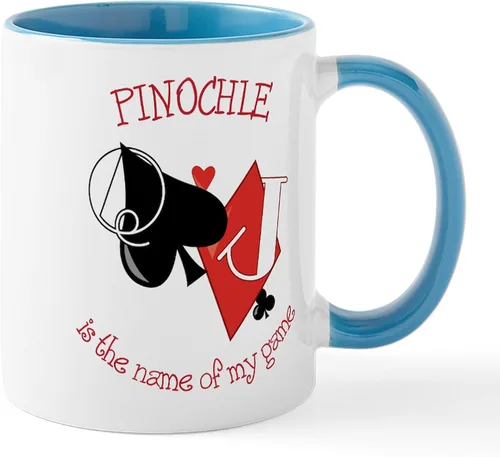 Vista 18 de CafePress Euchre Champ Mugs Taza de café de cerámica de 11 oz (11.0 fl oz)