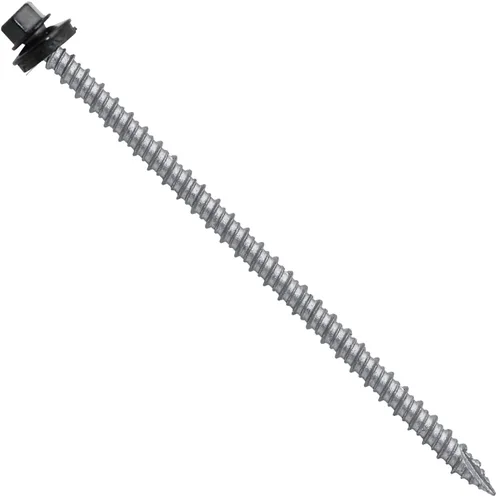 Vista 389 de Tornillos para techos de metal gris ABC 10 x 1 - Cabezal hexagonal - Arandela EPDM - Arandela de arranque automático/roscado - 1 bolsa - 250