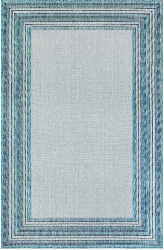 Vista 3 de Liora Manne Carmel - Alfombra tejida de perfil bajo de fácil cuidado para interiores y exteriores, color aguamarina, 6 pies 6 pulgadas x 9 pies 4