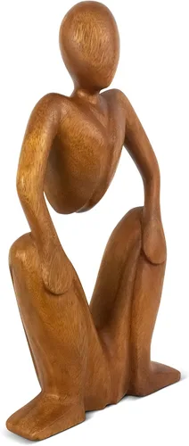 Vista 2 de G6 Collection Estatua de escultura abstracta de madera de 12 pulgadas hecha a mano – Hombre en cuclillas – Arte de regalo, decoración decorativa