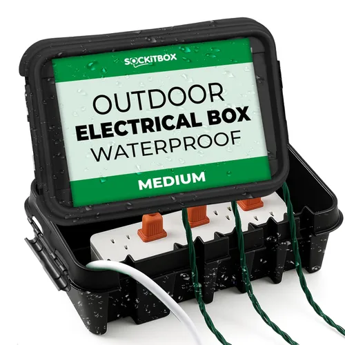 Vista 16 de SockitBoX Caja Eléctrica Original para Exteriores Impermeable - Pequeña Cubierta de Cable de Extensión para Exteriores con 6 Entradas de Cable