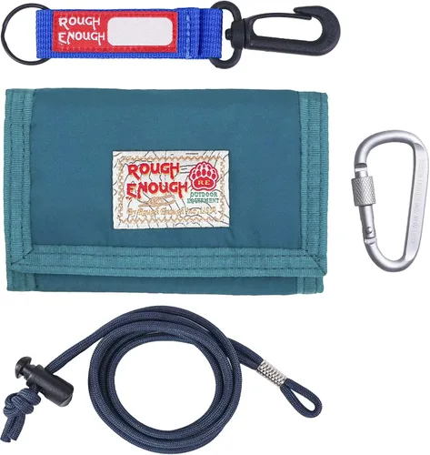 Vista 12 de Rough Enough - Cartera para niños con cordón para adolescentes y niños, con cremallera, monedero de nailon verde militar