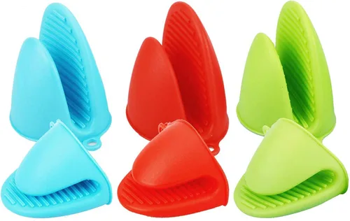 Vista 9 de 2 pares de guantes de horno de silicona resistentes al calor, ideales para sujetar elementos de cocina (negro y gris) Manoplas de silicona