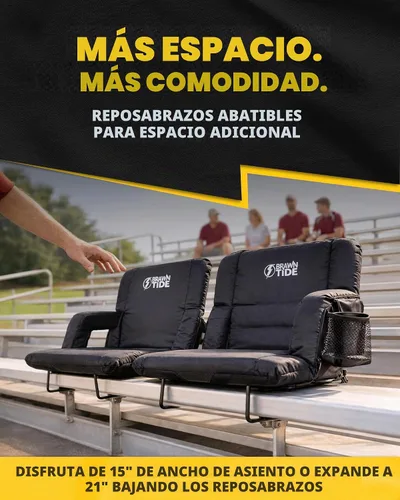Vista 8 de BRAWNTIDE - Asiento de estadio para gradas con soporte de espalda, cojín de espuma de 3 pulgadas