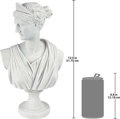 Vista 8 de Design Toscano PD72519 Busto escultórico de resina de mármol consolidado de Diana de Versalles, blanco