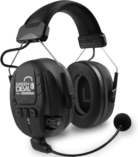Vista 7 de GREEN DEVIL Auriculares Electrónicos Bluetooth de Protección Auditiva con Micrófonos de Brazo Articulado, Orejeras con Cancelación de Ruido de 27dB
