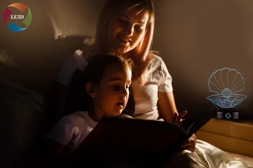 Vista 6 de Luz nocturna de ilusión óptica 3D – Lámpara de 7 LED que cambia de color – Luz suave fría segura para niños – Solución para pesadillas – Vieira