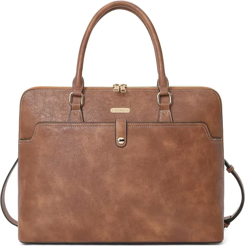Vista 7 de CLUCI Maletín de cuero para mujer 15.6 pulgadas portátil de negocios vintage delgado bolso de hombro de las señoras