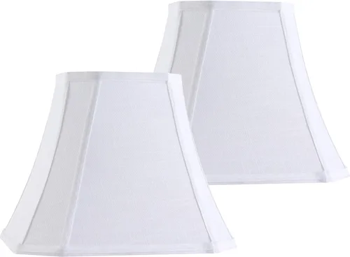 Vista 20 de GO&SO Pantalla de lámpara de esquina de corte cuadrado, 8x14x11 pulgadas, pantalla mediana para lámpara de mesa beige, tela natural hecha a mano