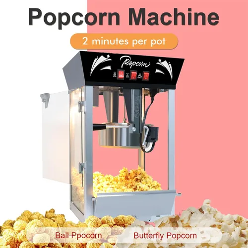 Vista 5 de Máquina para hacer palomitas de maíz, 850 W, máquina profesional para hacer palomitas de maíz, hervidor de acero inoxidable de 12 onzas, máquina