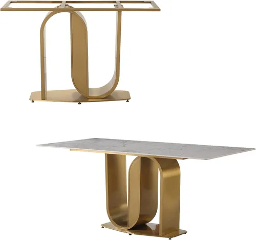 Vista 4 de Juego de mesa de comedor moderno de 71 pulgadas para 6, mesa de cocina rectangular con 6 sillas de comedor tapizadas, juego de mesa de comedor