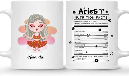 Vista 14 de Gossby Taza de café personalizada con signo de acuario, taza personalizada de horóscopo de 11 onzas para mujeres con diseño, nombre, información