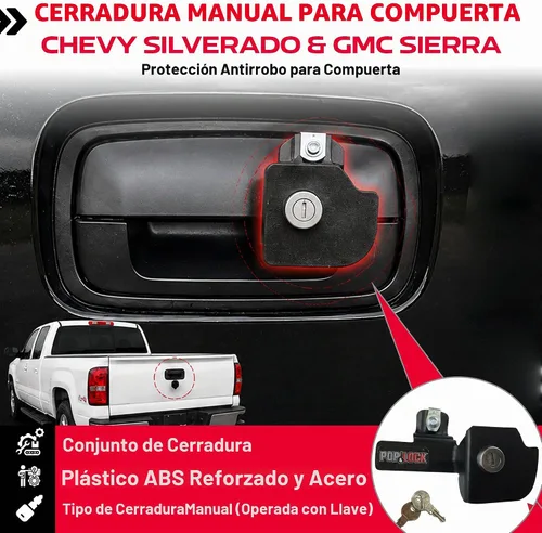 Vista 2 de Pop Y Lock PL1100 Candado Negro Manual para Portón Trasero para Chevy/GMC (Classic).