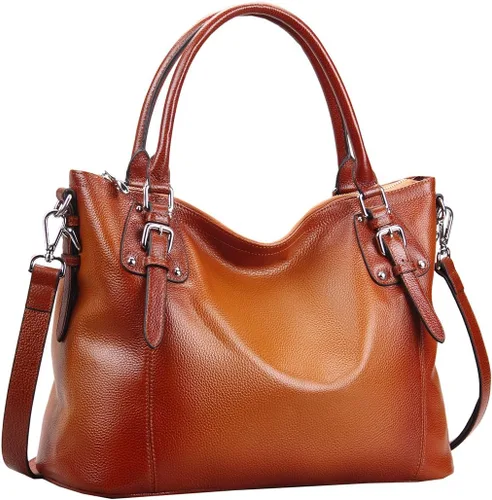Vista 8 de HESHE - Carteras y bolsos de cuero genuino para mujer, bolso de mano, bolso de hombro, bolso de asa superior, bolso cruzado, bolso tipo morral