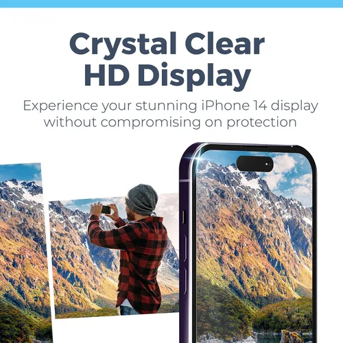 Vista 7 de Power Theory Protector de pantalla para iPhone 14 Pro Max, pantalla de vidrio templado de alta calidad para una máxima protección en tu iPhone 14
