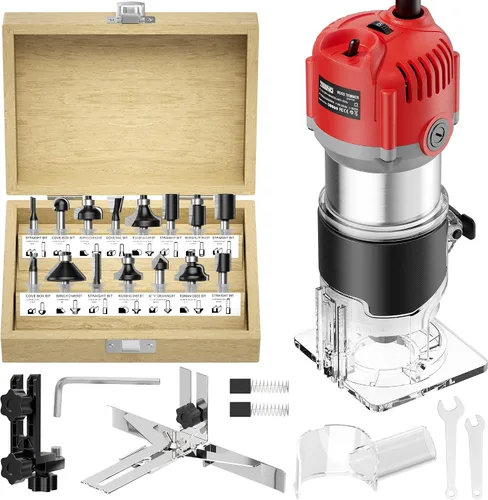 Vista 12 de TEENO Herramienta de enrutador, 1.25 HP 6.5 Amp Herramienta compacta de Rojo