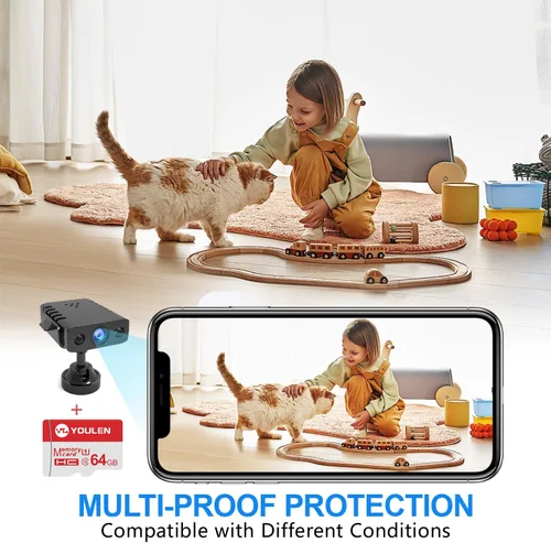 Vista 3 de 【Gratis 64G】 Cámara de batería inalámbrica más pequeña, cámara de seguridad HD1080P, monitor de bebé, mini cámara, cámara de niñera con visión