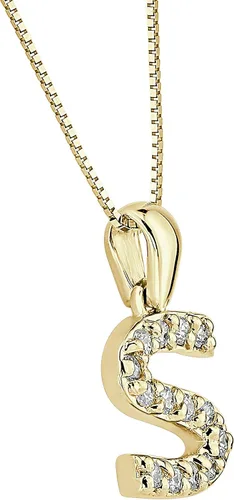 Vista 19 de Collar colgante con letra inicial de diamantes en oro amarillo de 14k (1/10 quilates) 18 pulgadas