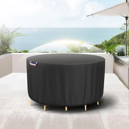 Vista 8 de STARTWO Fundas redondas para muebles de patio, fundas impermeables para muebles de exterior, resistentes a los rayos UV