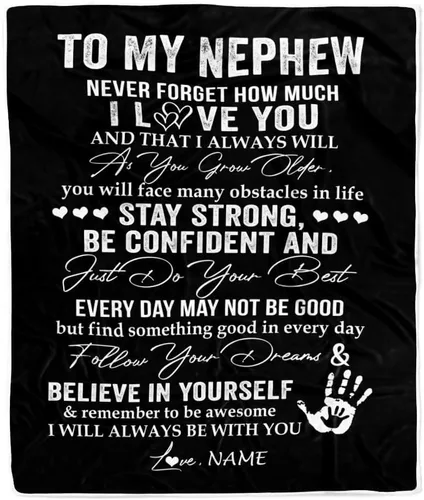 Vista 31 de Manta personalizada con texto en inglés «To My Nephew from Aunt Uncle Auntie I Love You Hugs» (texto en inglés) con texto en inglés «To My Nephew»