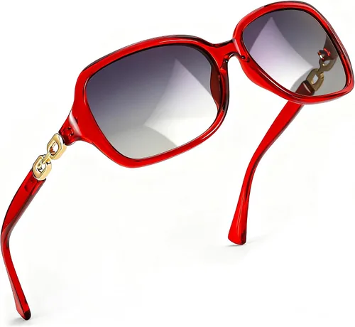 Vista 39 de SIPHEW - Gafas de sol polarizadas para mujer, gafas de sol cuadradas clásicas para mujer con protección UV Gafas de sol polarizadas negras A01