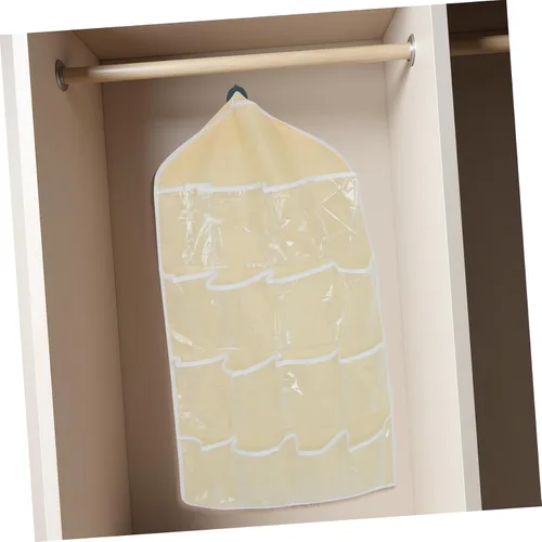 Vista 2 de UPKOCH Organizador de bolsa de almacenamiento colgante para puerta, organizador de bolsillo de pared beige para ropa interior, calcetines, joyas