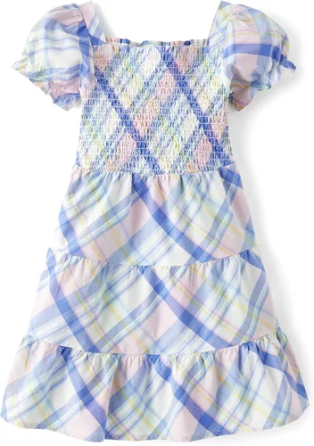 Vista 16 de Gymboree Vestidos escalonados de manga corta para niñas y niñas pequeñas Azul Flores