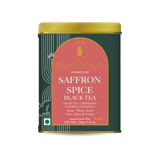 Vista 11 de Luxmi Estates Assam Gold Chai 100 gm Colección Signature India Té CTC Colección de té negro Antioxidantes Té Assam Valley Cardamomo