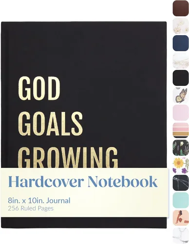 Vista 10 de WORLD TRAVELER Cuaderno de Diario Grande Rayado - Cuaderno de Tapa Dura que se Abre Plano con 2 Marcapáginas de Cinta, Diario de Escritura de Tapa