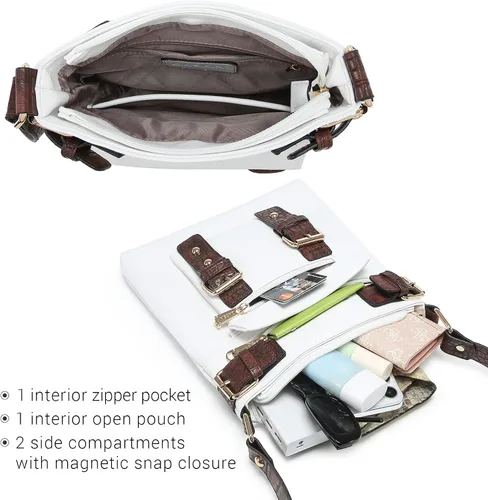 Vista 5 de Dasein Bolsos cruzados ligeros para mujer, de cuero vegano suave, bolso de mensajero, bolso de hombro, bolso de viaje