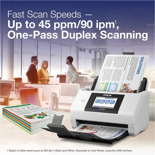 Vista 2 de Epson DS-790WN Escáner de documentos a color de red inalámbrica para PC y Mac con escaneo dúplex, función sin computadora, alimentador automático