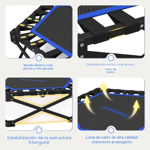 Vista 5 de HXD-ERGO - Minitrampolín plegable de 42 pulgadas, cama elástica con mango de espuma ajustable, trampolín de fitness para interiores, exteriores Azul