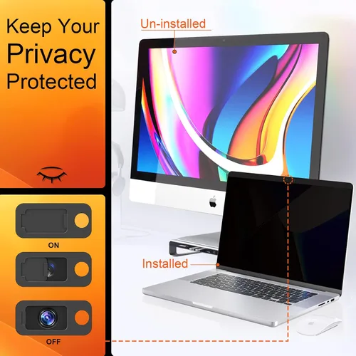 Vista 2 de Pantalla magnética de privacidad para MacBook Pro de 13 pulgadas (2016-2022, M1, M2), filtro de luz azul antirreflejos con cubierta de cámara