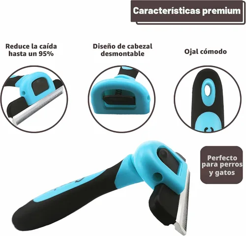 Vista 3 de Gonicc PDT-1001 Herramienta profesional para eliminar pelo para mascotas, peine azul Effectively Reduces Shedding by Up to 95%, Ideal for Short