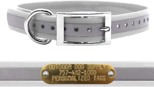 Vista 8 de Outdoor Dog Supply Collar de perro con anillo en D impermeable reflectante resistente de 1 pulgada para perros medianos y grandes con placa