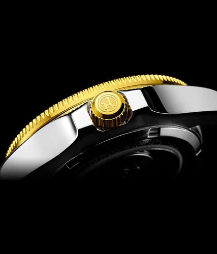 Vista 6 de HENRY JAY Aquamaster - Reloj de buceo suizo automático para hombre con cuerda automática chapado en oro de 23 quilates dos tonos acero inoxidable