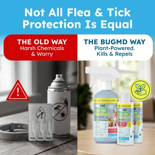 Vista 5 de BugMD Spray para pulgas y garrapatas para perros - Mata y repele al contacto