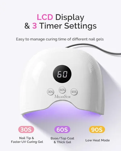 Vista 5 de MelodySusie Lámpara de uñas LED compacta con guantes UV, secadora de uñas P-PLUS30A con sensor inteligente que cura todos los geles, especialmente