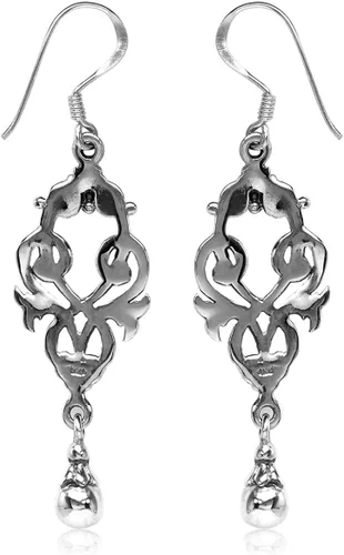 Vista 4 de Silvershake Pendientes de gancho o colgante de plata de ley 925 estilo victoriano con collar