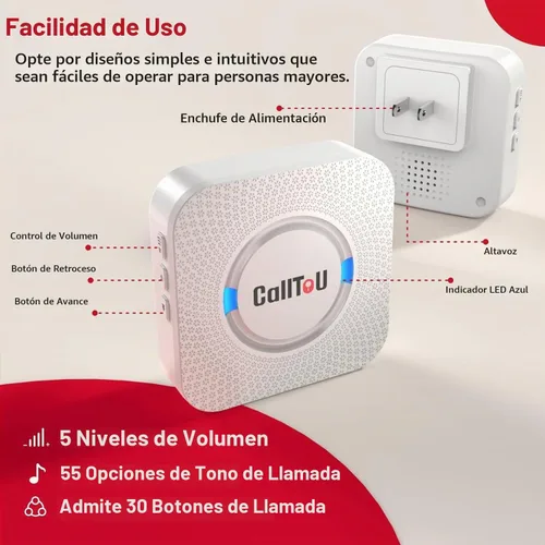 Vista 8 de CallToU Buscapersonas para cuidadores con botón de llamada inalámbrico, sistema de alerta de enfermera, más de 500 pies