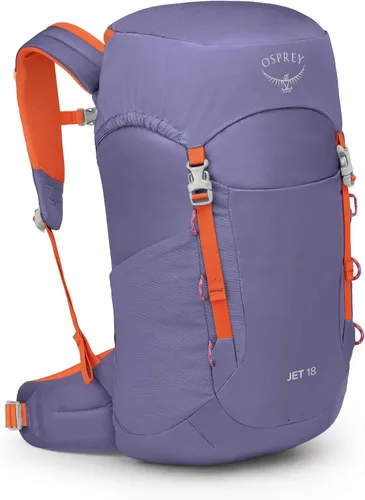 Vista 18 de Mochila de senderismo Osprey Jet 18L para niños, Azul Spikemoss