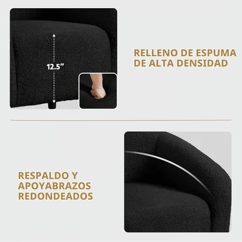 Vista 7 de Topeakmart Silla de barril, silla de acento de sherpa suave, silla auxiliar de club, estilo moderno, asiento profundo, sillón de barril para sala