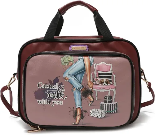 Vista 2 de Nicole Lee Bolsa de maquillaje cosmética para mujer, bolsa de viaje con 5 compartimentos (todas las emociones)
