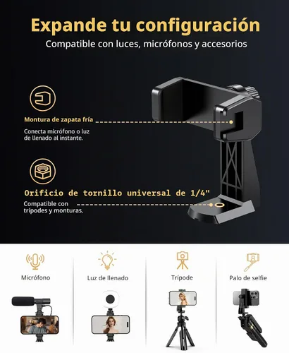 Vista 5 de UBeesize - Anillo de luz para selfie con trípode y soporte para teléfono celular para transmisión en vivo/maquillaje, mini luz LED para cámara