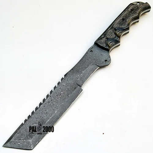 Vista 4 de DAM-9440 Cuchillo de perseguidor hecho a mano de acero de Damasco de 15 pulgadas