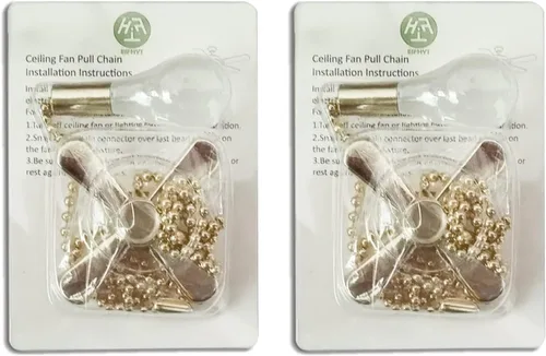 Vista 3 de Cadena de tracción de ventilador de techo de 12 pulgadas con bombilla decorativa esmerilada de 0.12 pulgadas y cadenas extensoras de cable