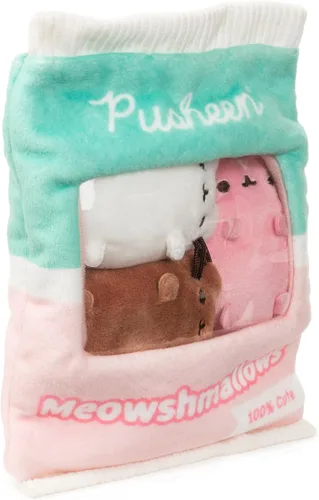 Vista 4 de GUND Pusheen Meowshmallows - Bolsa de golosinas con mini felpa extraíble, animales de peluche para edades de 8 años en adelante, rosa/verde, 7.5
