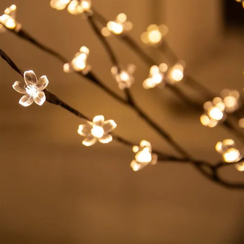 Vista 6 de TYBEEU Árbol de cerezo iluminado de 4 pies con 144 luces LED blancas cálidas para decoración de vacaciones, regulable, certificado UL, impermeable